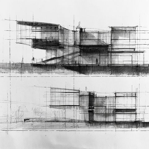 Elevation drawing style (Techniques), Midjourney V8.2