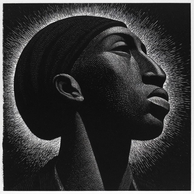 Elizabeth Catlett style, Midjourney V8.2, render 1 of 4