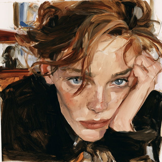 Elizabeth Peyton style, Midjourney V8.2, render 3 of 4