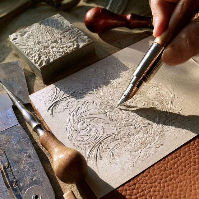Embossing style, Midjourney V8.2, render 4 of 4