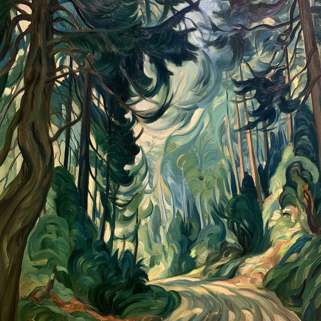 Emily Carr style, Midjourney V8.2, render 4 of 4