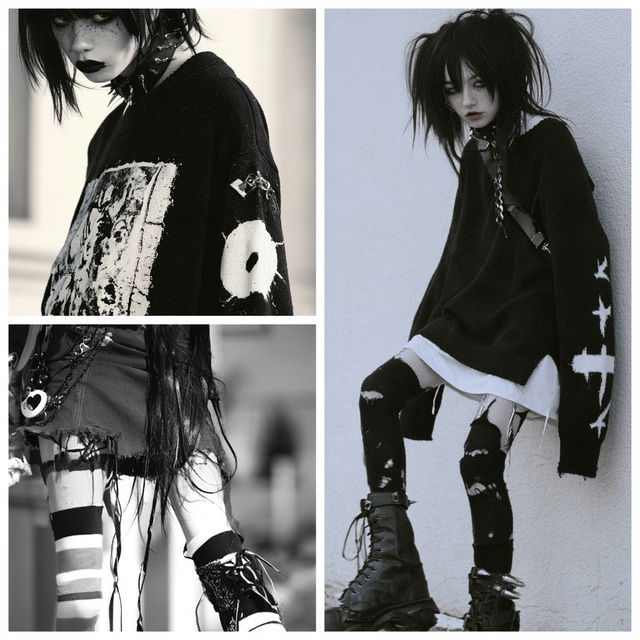 Emo fashion style, Midjourney V8.2, render 2 of 4