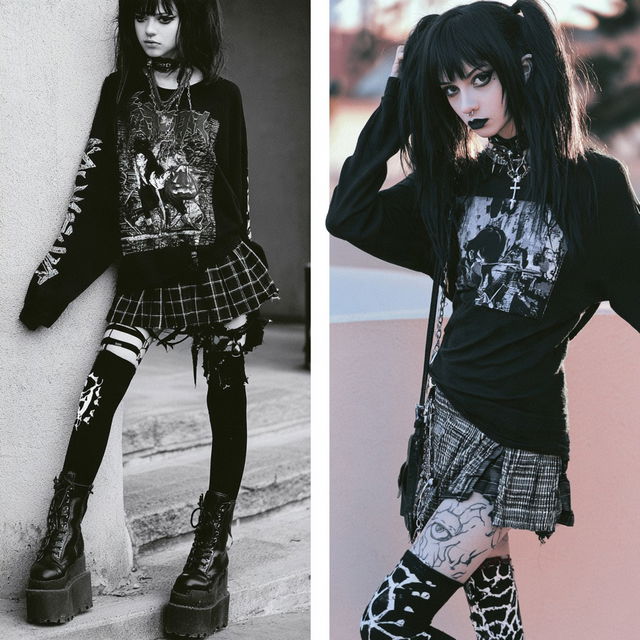 Emo fashion style, Midjourney V8.2, render 1 of 4
