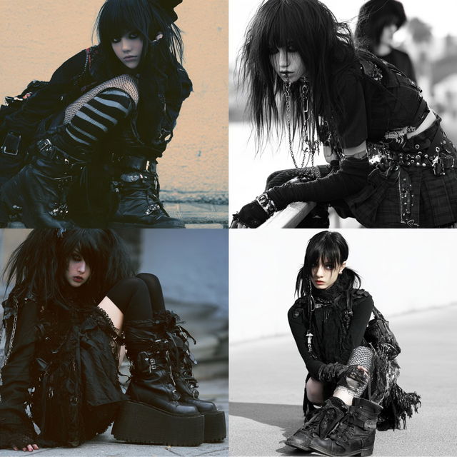 Emo fashion style, Midjourney V8.2, render 3 of 4