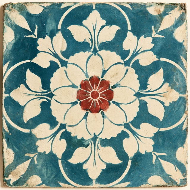 Encaustic tile style, Midjourney V8.2, render 3 of 4