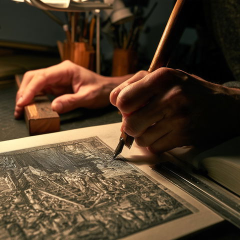 Engraving style (Techniques), Midjourney V8.2