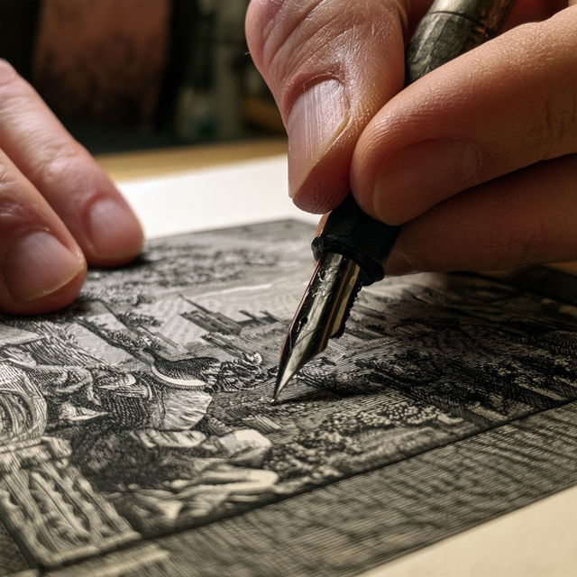 Engraving style, Midjourney V8.2, render 3 of 4