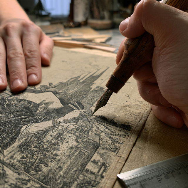Engraving style, Midjourney V8.2, render 2 of 4