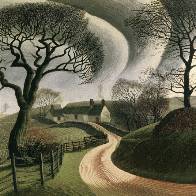 Eric Ravilious style, Midjourney V8.2, render 2 of 4