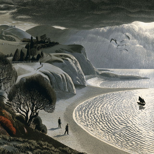 Eric Ravilious style, Midjourney V8.2, render 4 of 4