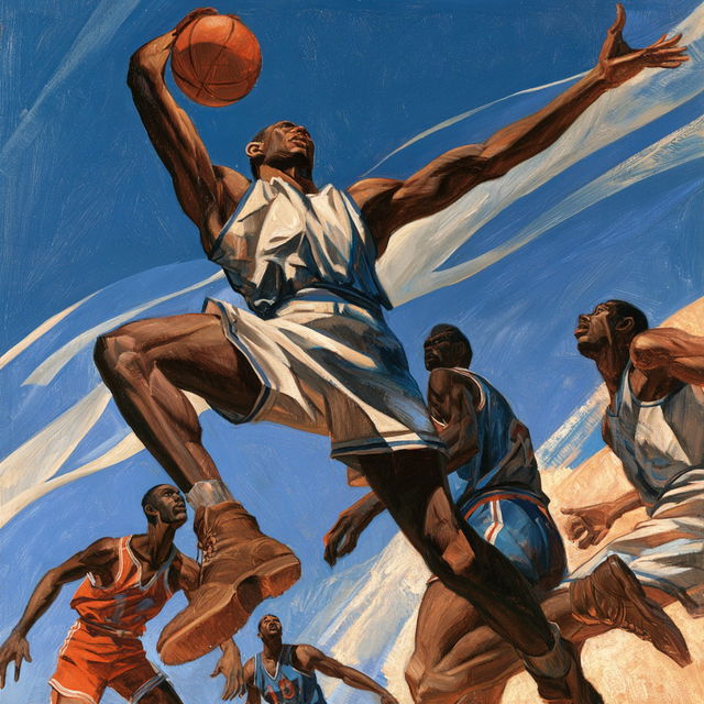 Ernie Barnes style, Midjourney V8.2, render 2 of 4