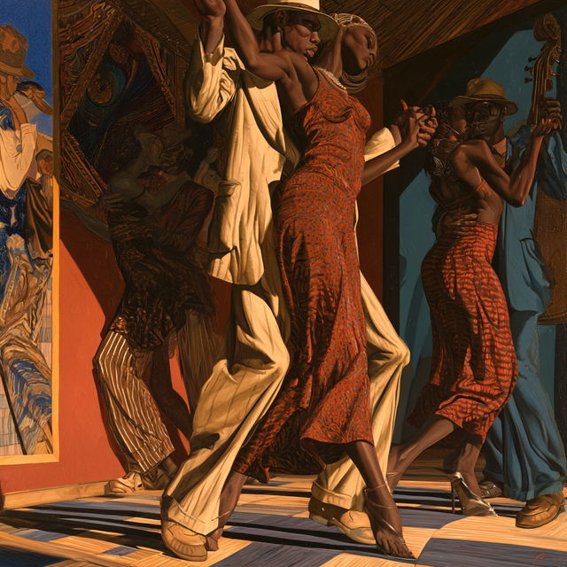 Ernie Barnes style, Midjourney V8.2, render 4 of 4