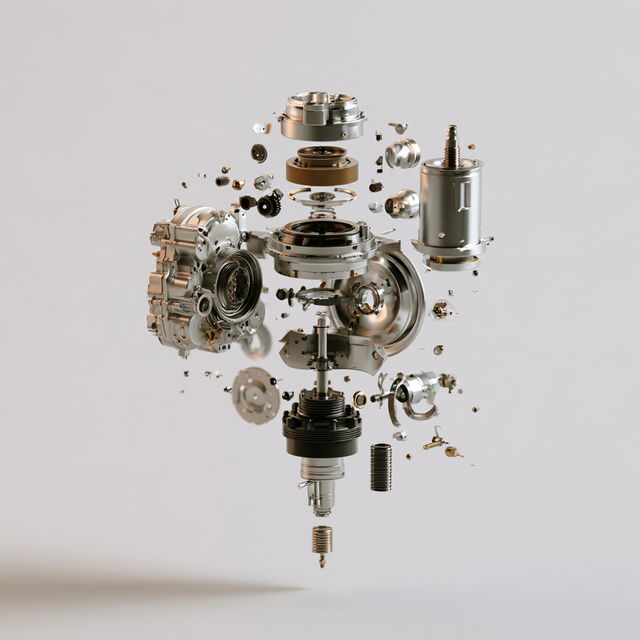 Exploded assembly style, Midjourney V8.2, render 3 of 4