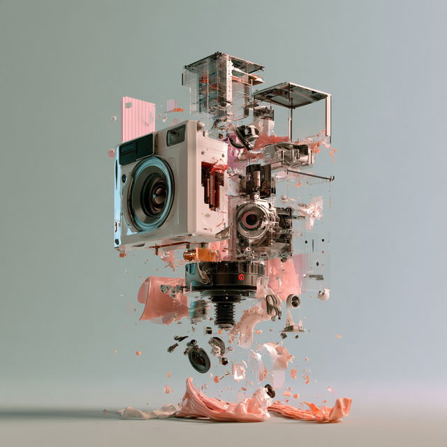 Exploded view style, Midjourney V8.2, render 2 of 4
