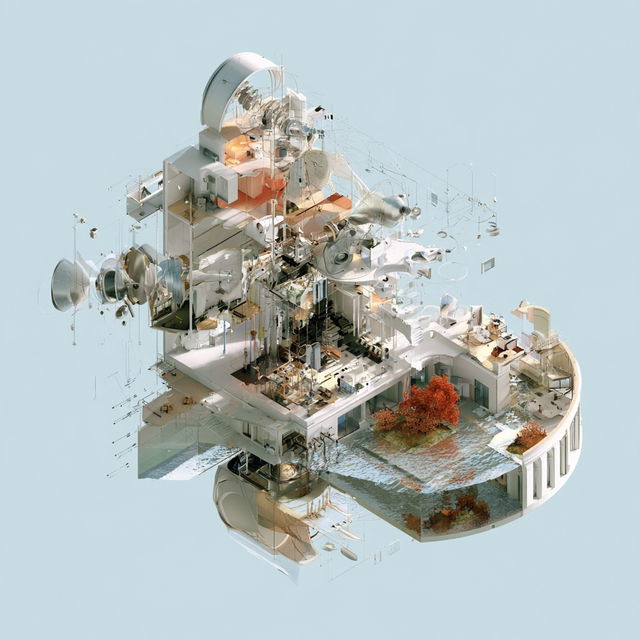 Exploded view style, Midjourney V8.2, render 4 of 4