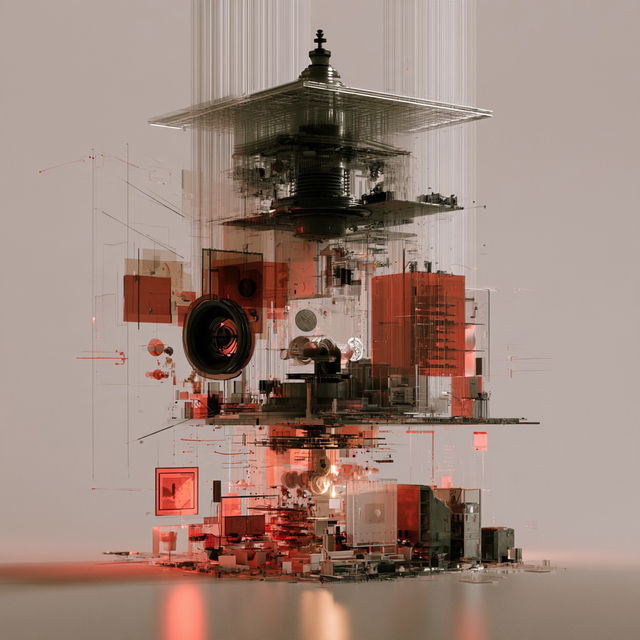 Exploded view style, Midjourney V8.2, render 3 of 4