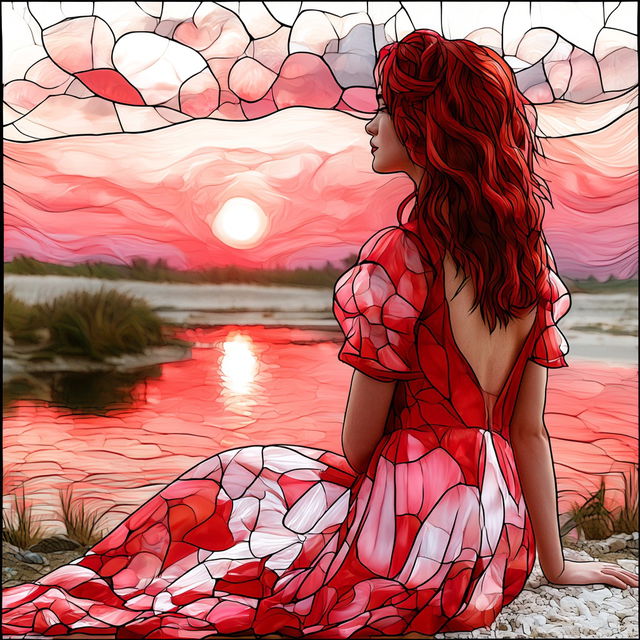 Faceted Sunset Rosette style, Midjourney V8.2, render 2 of 4