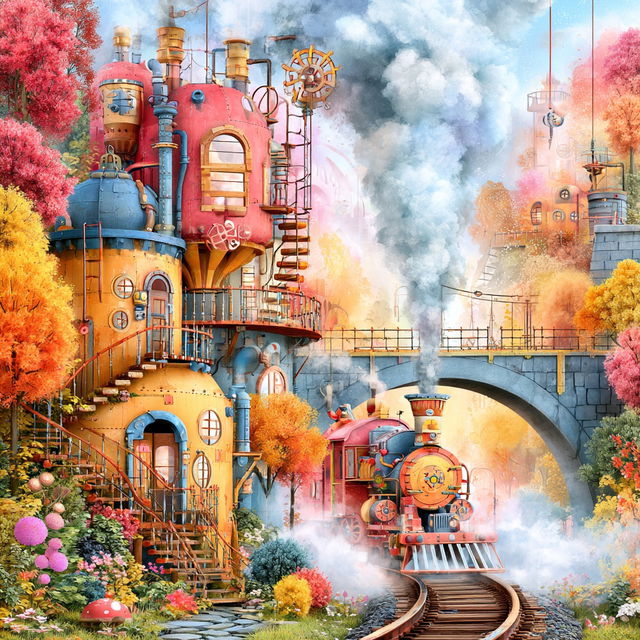 Clockgarden Fantasmach style, Midjourney V8.2, render 1 of 4