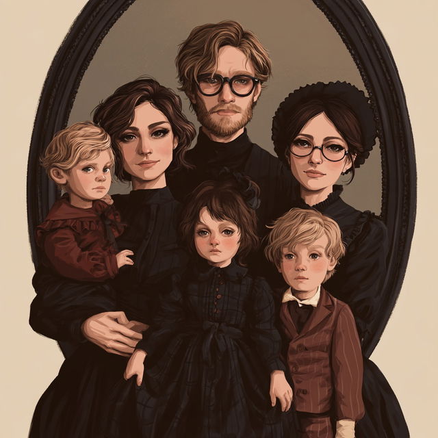Family portrait style, Midjourney V8.2, render 3 of 4