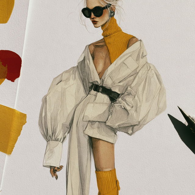 Fashion illustration style, Midjourney V8.2, render 2 of 4
