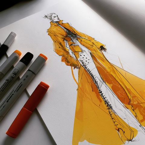 Fashion sketch style (Techniques), Midjourney V8.2