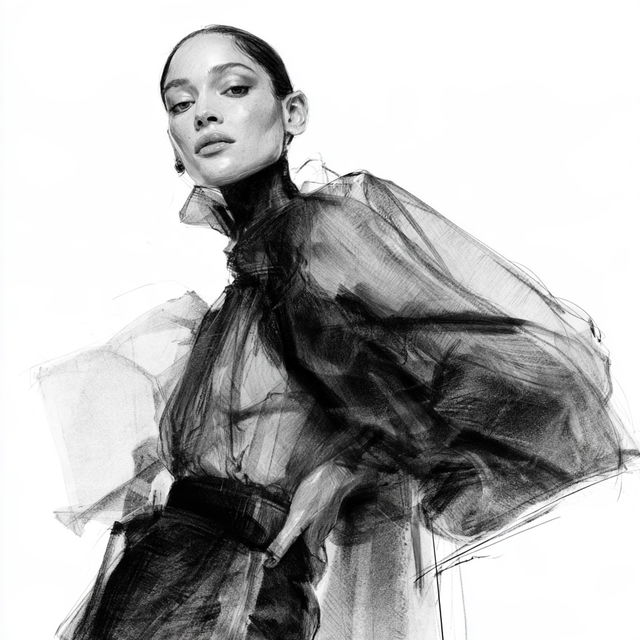 Fashion sketch style, Midjourney V8.2, render 4 of 4