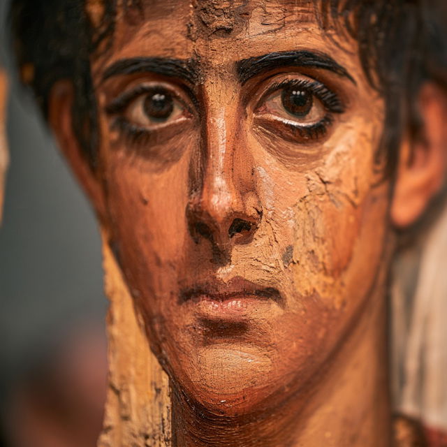 Fayum portrait style, Midjourney V8.2, render 1 of 4