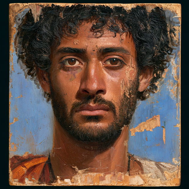 Fayum portrait style, Midjourney V8.2, render 3 of 4