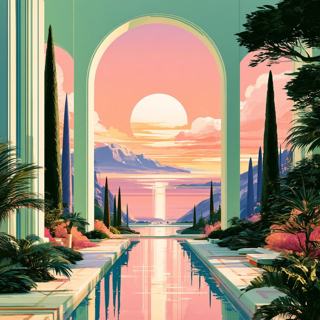 Faceted Tropicisme style, Midjourney V8.2, render 3 of 4