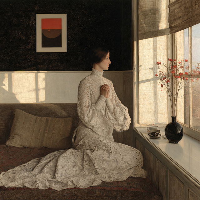 Fernand Khnopff style, Midjourney V8.2, render 2 of 4