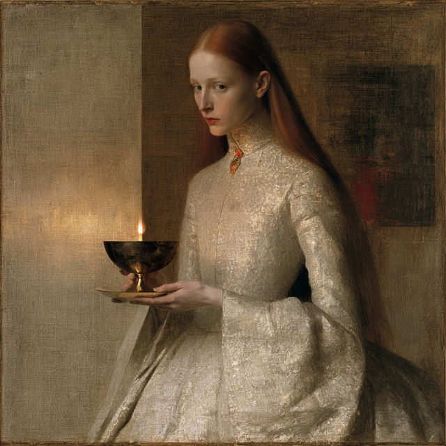 Fernand Khnopff style, Midjourney V8.2, render 4 of 4