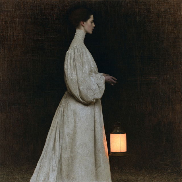 Fernand Khnopff style, Midjourney V8.2, render 3 of 4