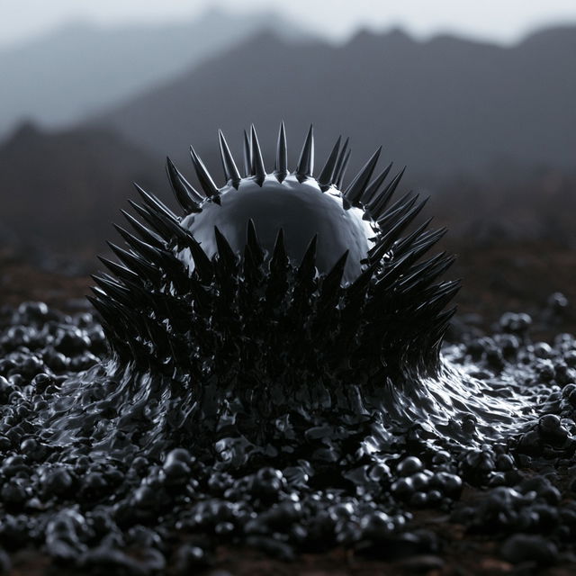 Ferrofluid style, Midjourney V8.2, render 1 of 4