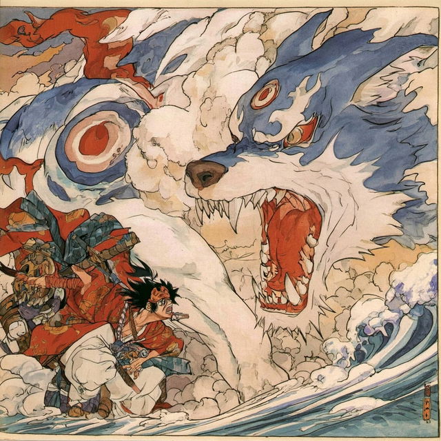 Ukiyo Dragoncut style, Midjourney V8.2, render 2 of 4