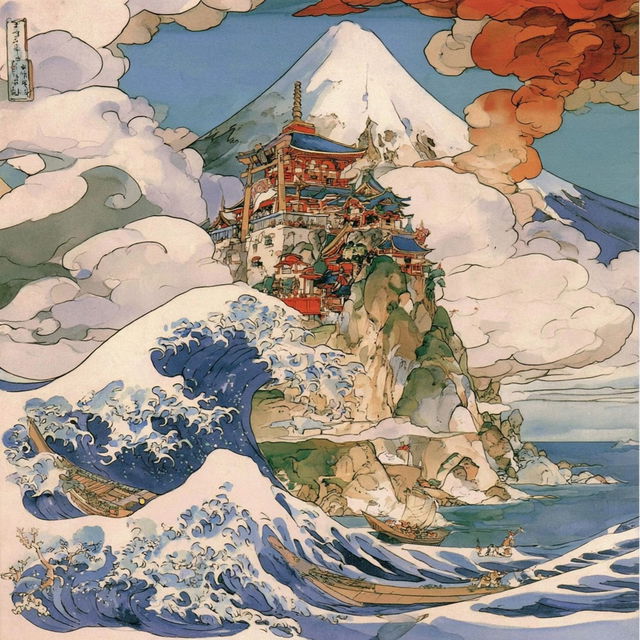 Ukiyo Dragoncut style, Midjourney V8.2, render 3 of 4