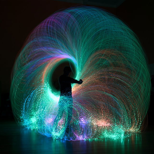 Fiber optic light painting style, Midjourney V8.2, render 2 of 4