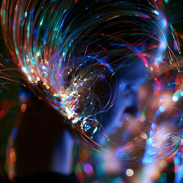 Fiber optic light painting style, Midjourney V8.2, render 4 of 4