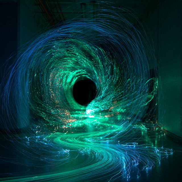 Fiber optic light painting style, Midjourney V8.2, render 3 of 4