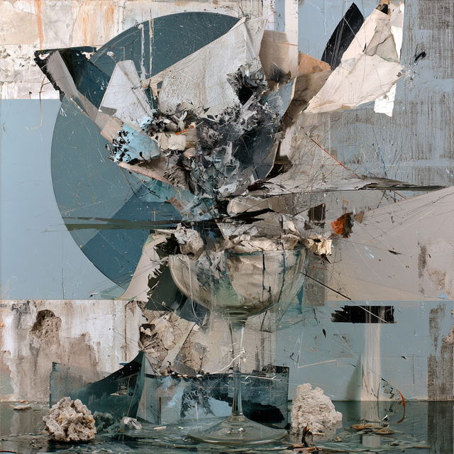 Fragmented composition style, Midjourney V8.2, render 4 of 4