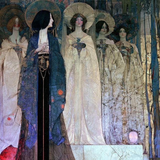Frances MacDonald style, Midjourney V8.2, render 2 of 4