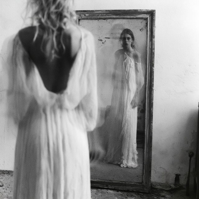 Francesca Woodman style, Midjourney V8.2, render 1 of 4