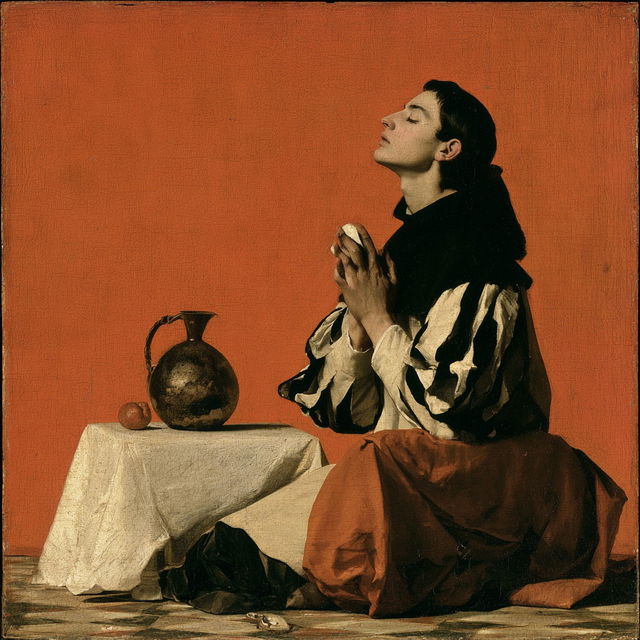 Francisco de Zurbaran style, Midjourney V8.2, render 3 of 4