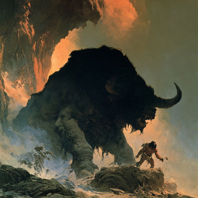 Frank Frazetta style, Midjourney V8.2, render 1 of 4