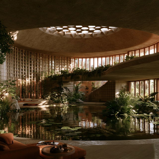 Frank Lloyd Wright style, Midjourney V8.2, render 1 of 4