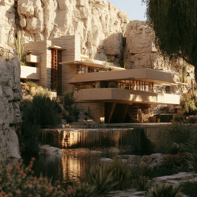 Frank Lloyd Wright style, Midjourney V8.2, render 4 of 4