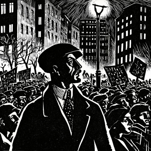 Frans Masereel style, Midjourney V8.2, render 2 of 4