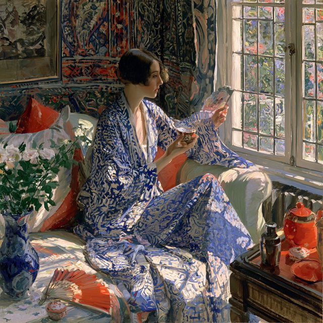 Frederick Carl Frieseke style, Midjourney V8.2, render 2 of 4