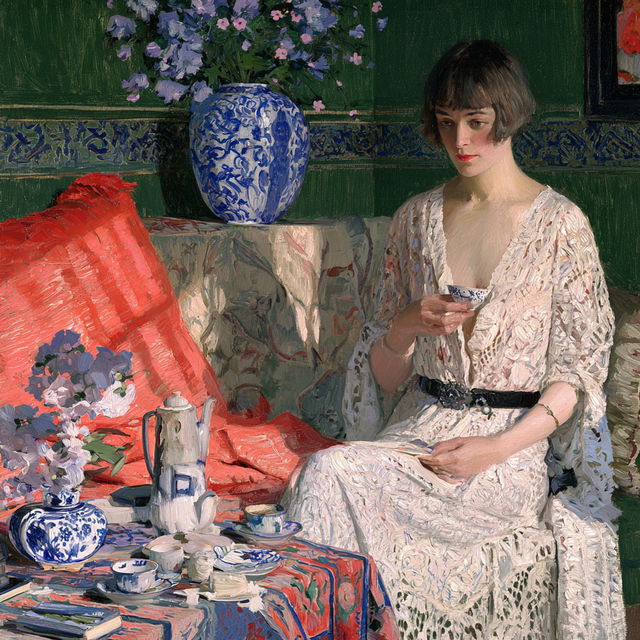 Frederick Carl Frieseke style, Midjourney V8.2, render 4 of 4