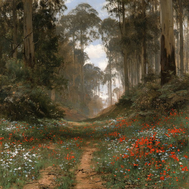 Frederick McCubbin style, Midjourney V8.2, render 3 of 4