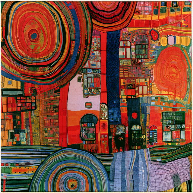 Friedensreich Hundertwasser style, Midjourney V8.2, render 2 of 4